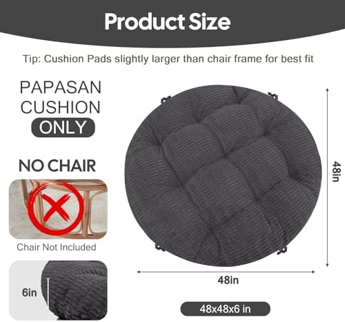 idee-home Papasan Chair Cushion, Circle Papasan Cushion - Image 2