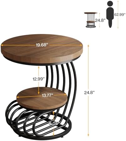 Tribesigns Round End Side Table: Side Table - Image 2