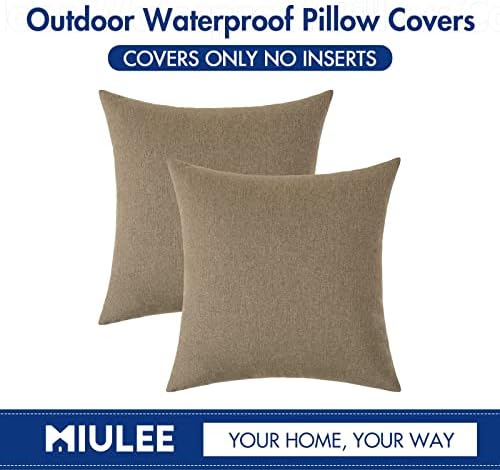 MIULEE Decorative Outdoor Pillow Covers Waterproof 18x18 Khaki - Image 6