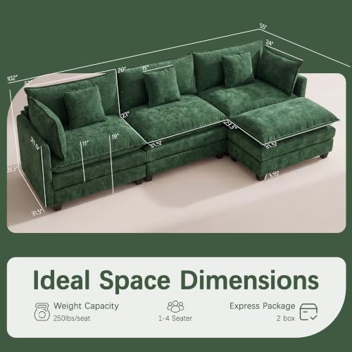 Modular Sectional Sofa 102" Oversized Cloud Couch - Image 2