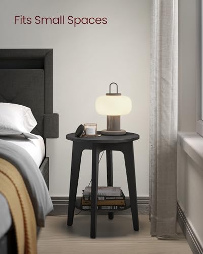 VASAGLE Round Side Table with Lower Shelf, End Table - Image 4