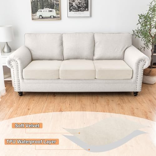 NAISI Waterproof Couch Cushion Covers Thick Velvet Fabric Washable Sofa - Image 2