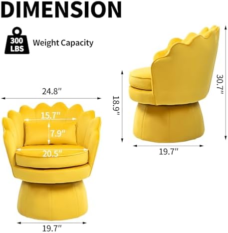 ZJhome 360° Swivel Accent Chairs Set of 2, Mid-Century Modern Velvet Barrel - Image 2