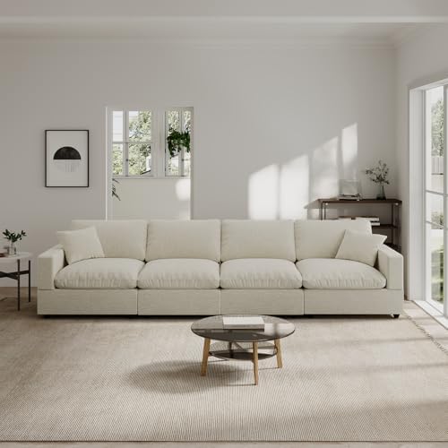Modern Sectional Linen Couch for Living Room L-Shape Sofas, 4 Seat Modular - Image 6