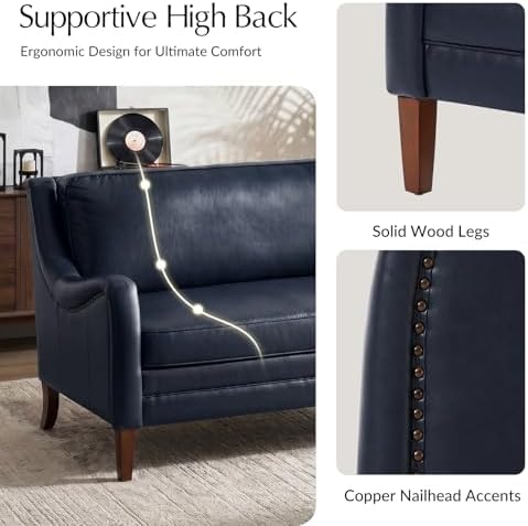 HULALA HOME Faux Leather Loveseat Sofa - Image 3