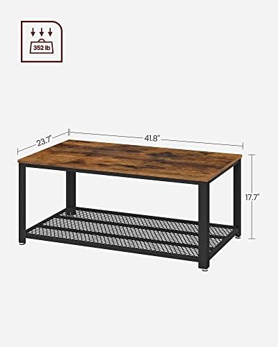 VASAGLE Coffee Table with Storage Shelf, 42 x 23.9 x 17.7 Inches - Image 3