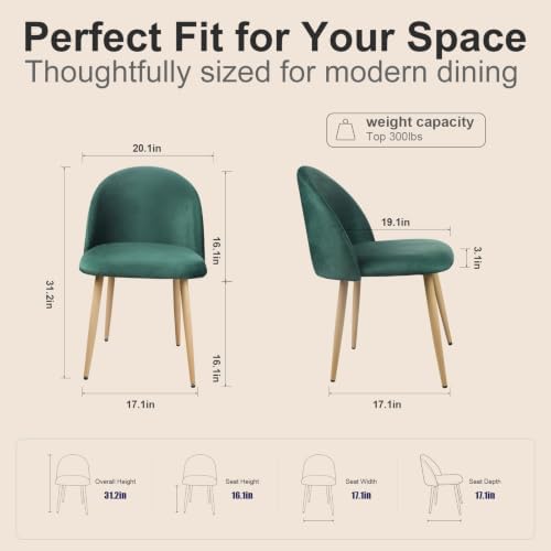 Lightdot Modern Velvet Dining Chairs Set of 2, Upholstered Accent Chairs - Image 2