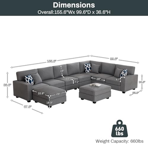 Legend Vansen Oversized Modular Sectional Sofa, U/L‑Shaped Reversible Couch - Image 3