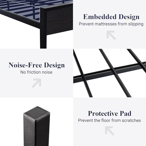 Allewie Queen Size Bed Frame, Heavy Duty 12 Metal Slats Support - Image 6