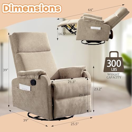 Korser Recliner Chair, Swivel Rocking Recliner Chair - Image 2