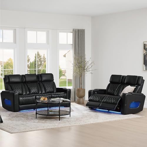 Watson & Whitely Genuine Leather Power Reclining Sofa & Loveseat Set by WatsonWhitely