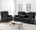 Dresegmt Loveseat Recliner Sofa Set, Flip Middle Backrest Design PU Leather 3 by Dresegmt