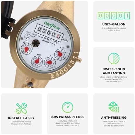 DN20 Water Meter 3/4" NPT, AWWA 708 Certification Gallon Water Flow Meter - Image 3