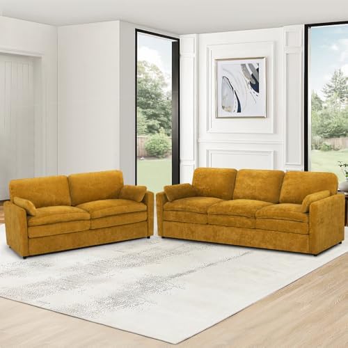 Comfy Chenille Sofa Set with Well-Filled Pillows - Image 6