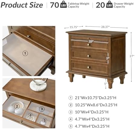 HULALA HOME Farmhouse 3 Drawer End Table - Image 2