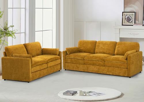 Comfy Chenille Sofa Set with Well-Filled Pillows by LESOFAIR