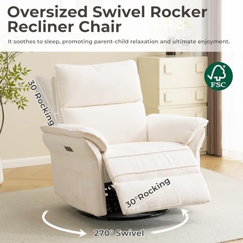 Oversized Power Recliner Chair Swivel Glider - Image 4