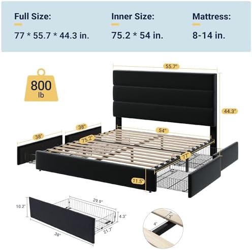 Allewie Modern Full Size Platform Bed Frame - Image 2