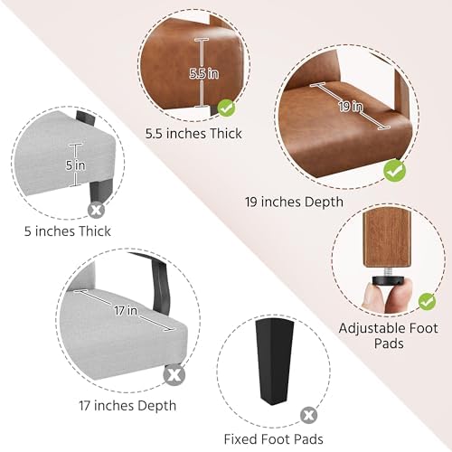 Yaheetech Accent Chairs Set of 2, Mid-Century Armchairs, Light Brown - Image 6
