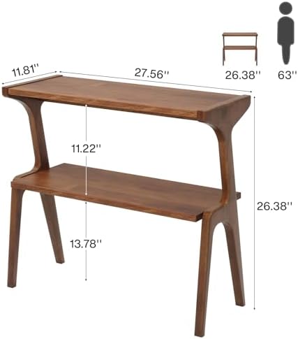 Tribesigns Set of 2 Solid Wood Side Table, 2-Tier Farmhouse End Table - Image 2