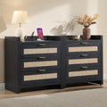 SICOTAS Nightstands Set of 2 : Rattan Tall Bedside Table by SICOTAS