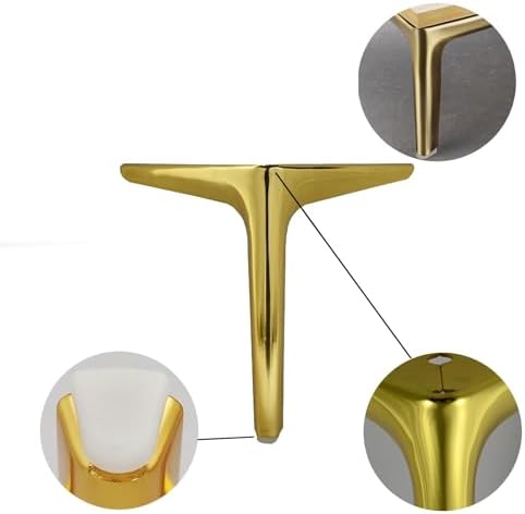 6 inch/15cm Shiny Gold Metal Furniture Legs Set of 8 - Image 4