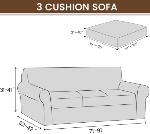 XINEAGE 4-Piece Velvet Sofa Cover, Couch Covers - Image 3