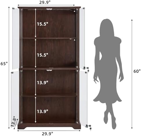 LELELINKY Farmhouse Glass Display Cabinet - Image 2