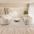 2-Piece Cream White Tufted Sofa Set by yunqishiHOME