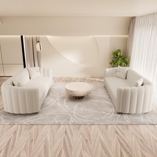 2-Piece Cream White Tufted Sofa Set by yunqishiHOME