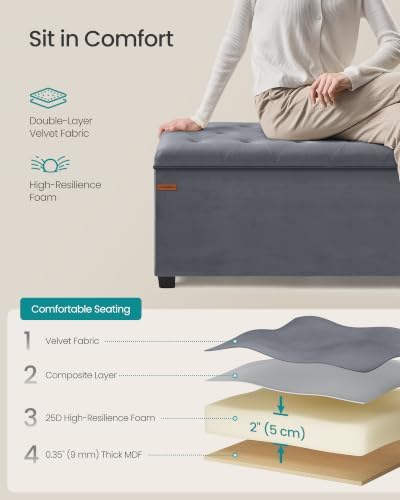 SONGMICS Storage Ottoman Bench, Foot Rest - Image 5