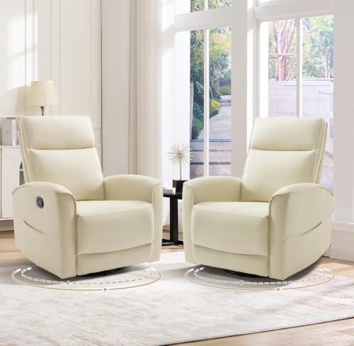 HAOMARKETS Swivel Rocker Recliner Chair Set of 2, Manual Faux Leather Glider by HAOMARKETS