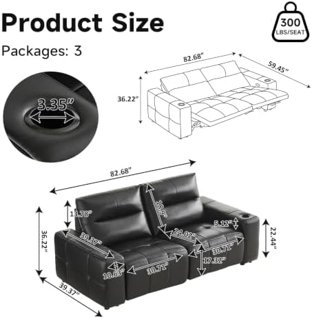 Power Reclining Loveseat Zero Gravity Genuine Leather Sofa - Image 3