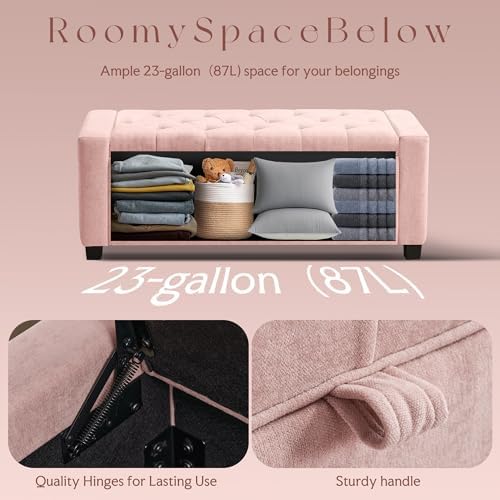 GRAINELL 42.13” Storage Ottoman Bench, Upholstered Tufted Bedroom Bench - Image 6