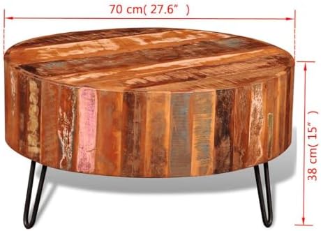 vidaXL Coffee Table Solid Reclaimed Wood Round - Image 3