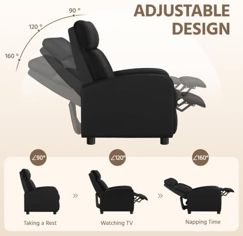 Yaheetech Recliner Chair with 3 Adjustable Angles Living Room Chairs Black - Image 4