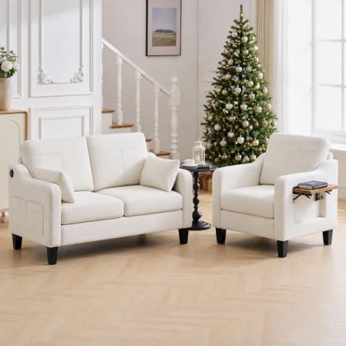 51'' Small Sofa Sets, 2-Seater Linen Fabric Couch by Unknown