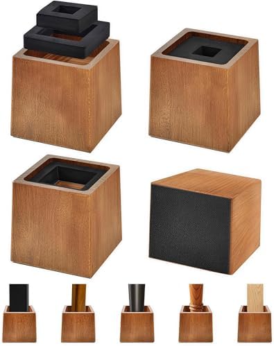 Wooden Bed Risers 4 Inch Heavy Duty, Support 2500 lbs, Retro Brown by OYMVEKIK