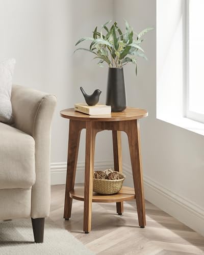 VASAGLE Round Side Table with Lower Shelf, End Table - Image 2