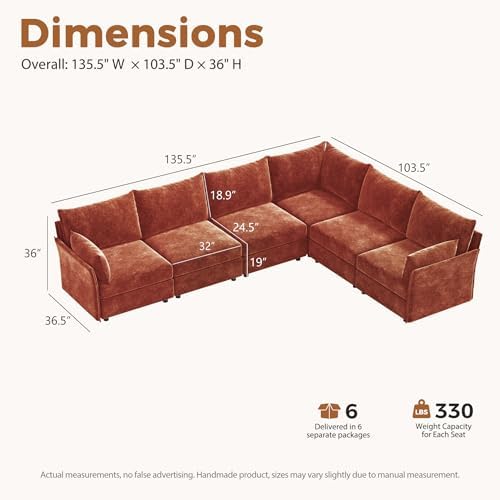ABCASA 135.5" Oversized Modular Sectional Sofa, L Shaped Convertible Couch - Image 2