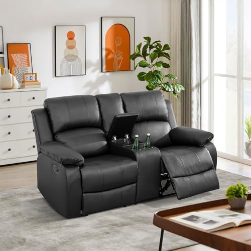 Recliner Sofa for 2 Seats, Manual Reclining Couch Set, Living Room Furniture by Snuptor