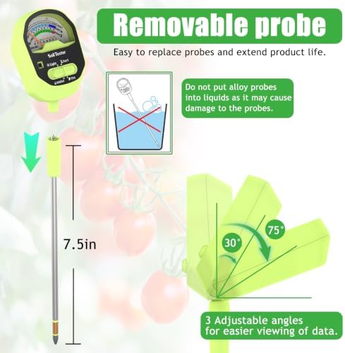 Hersven Soil Moisture Meter, 4-in-1 Soil pH Tester, Soil Moisture, Sunlight - Image 3