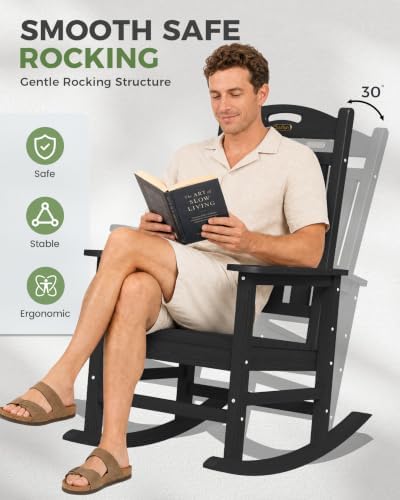 Outdoor Rocking Chairs Set of 2, Oversized Rocking Chair, All Weather - Image 4
