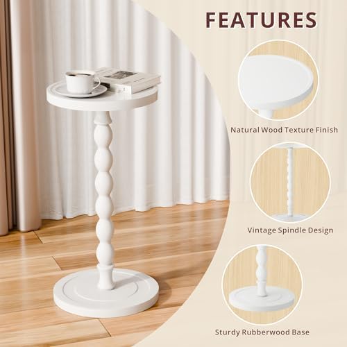 Small Round Side Table, Rubberwood‌ Drink Table - Image 5