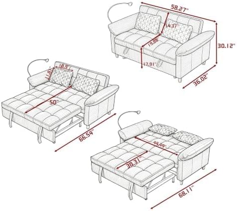 Corduroy Pull Out Sofa Bed - Image 2