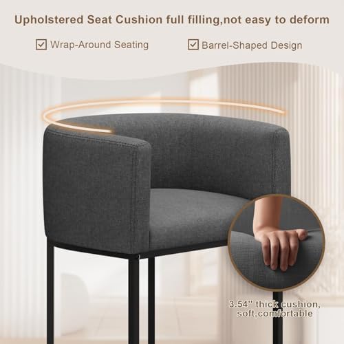 26" H Counter Height Bar Stools Set of 2, Modern Barrel Counter Stools - Image 5