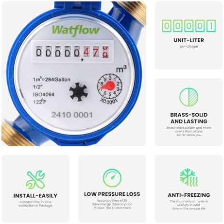 DN15 Water Meter 1/2" NPT, ISO4064 Certification Cubic Water Flow Meter - Image 3