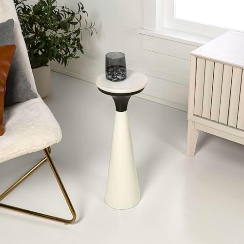 JONATHAN Y Oliver 8" Round Marble Pedestal Drink Table - Image 2