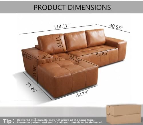 114" Modular Leather Sectional Couches - Image 2