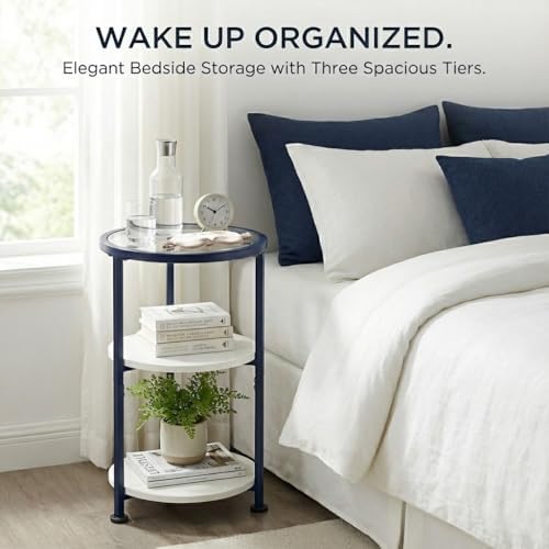 3-Tier Round Side Table with Tempered Glass Top - Image 5